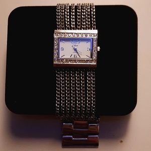 Beautiful vintage silver, Swarovski studded collezio quartz watch
